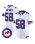 Matt Milano 58 Buffalo Bills 50th Charging Logo Patch Game Men Jersey – White