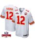 Mecole Hardman 12 Kansas City Chiefs Super Bowl LVIII Champions 4 Stars Patch Game Men Jersey – White