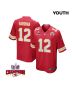 Mecole Hardman 12 Kansas City Chiefs Super Bowl LVIII Champions 4 Stars Patch Game YOUTH Jersey – Red