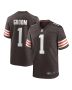 Men’s Cleveland Browns Number 1 Groom Brown Game Jersey