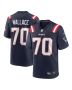 Men’s New England Patriots Caedan Wallace Navy Game Jersey