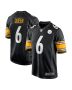 Men’s Pittsburgh Steelers Patrick Queen Black Game Player Jersey