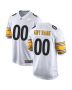 Men’s White Pittsburgh Steelers Away Custom Game Jersey