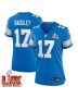 Michael Badgley #17 Detroit Lions Super Bowl LIX Women’s Jersey – Blue