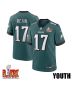 Nakobe Dean #17 Philadelphia Eagles Super Bowl LIX YOUTH Jersey – Midnight Green