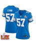 Nate Lynn #57 Detroit Lions Super Bowl LIX Women’s Jersey – Blue