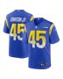 Neal Johnson Jr 45 Los Angeles Rams Game Men Jersey – Royal