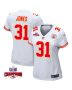 Nic Jones 31 Kansas City Chiefs Super Bowl LVIII Champions 4 Stars Patch Game Women Jersey – White