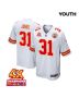 Nic Jones 31 Kansas City Chiefs Super Bowl LVIII Champions 4X Game YOUTH Jersey – White