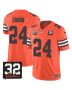 Nick Chubb 24 Cleveland Browns Jim Brown Memorial Patch Game Men Jersey – Orange