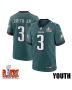 Nolan Smith Jr. #3 Philadelphia Eagles Super Bowl LIX YOUTH Jersey – Midnight Green