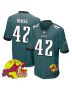 Oren Burks 42 Philadelphia Eagles Super Bowl LIX New Orleans Patch Game Men Jersey – Midnight Green