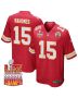 Patrick Mahomes 15 Kansas City Chiefs Super Bowl LIX Champions Patch Game Men Jersey – Red