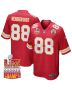 Peyton Hendershot 88 Kansas City Chiefs Super Bowl LIX Champions Patch Game Men Jersey – Red