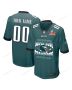 Philadelphia Eagles Super Bowl LIX Champions Helmet Game Men Custom Jersey – Midnight Green
