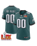 Philadelphia Eagles Super Bowl LIX Patch Game Men Custom Jersey – Midnight Green