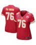 Prince Tega Wanogho 76 Kansas City Chiefs Super Bowl LVIII Patch Game Women Jersey – Red