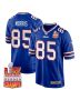 Quintin Morris 85 Buffalo Bills Super Bowl LIX Champions Patch Game Men Jersey – Royal