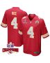 Rashee Rice 4 Kansas City Chiefs Super Bowl LVIII Champions 4 Stars Patch Game Men Jersey – Red