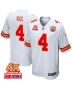 Rashee Rice 4 Kansas City Chiefs Super Bowl LVIII Champions 4X Game Men Jersey – White