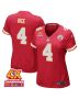 Rashee Rice 4 Kansas City Chiefs Super Bowl LVIII Champions 4X Game Women Jersey – Red