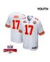 Richie James 17 Kansas City Chiefs Super Bowl LVIII Champions 4 Stars Patch Game YOUTH Jersey – White