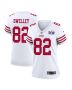 Ross Dwelley 82 San Francisco 49ers Super Bowl LVIII Patch Game Women Jersey – White