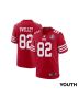 Ross Dwelley 82 San Francisco 49ers Super Bowl LVIII Patch Game YOUTH Jersey – Scarlet