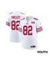 Ross Dwelley 82 San Francisco 49ers Super Bowl LVIII Patch Game YOUTH Jersey – White