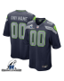 Seattle Seahawks AFC Championship Patch Game Men Custom Jersey – College Navy