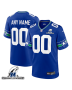 Seattle Seahawks AFC Championship Patch Throwback Game Men Custom Jersey – Royal