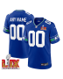 Seattle Seahawks Super Bowl LIX Patch Throwback Game Men Custom Jersey – Royal