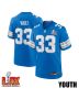 Sione Vaki #33 Detroit Lions Super Bowl LIX YOUTH Jersey – Blue