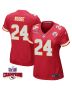 Skyy Moore 24 Kansas City Chiefs Super Bowl LVIII Champions 4 Stars Patch Game Women Jersey – Red