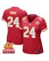 Skyy Moore 24 Kansas City Chiefs Super Bowl LVIII Champions 4X Game Women Jersey – Red