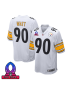 T.J. Watt 90 Pittsburgh Steelers 2025 Pro Bowl Patch Game Men Jersey – White