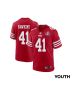 Tayler Hawkins 41 San Francisco 49ers Super Bowl LVIII Patch Game YOUTH Jersey – Scarlet