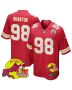 Tershawn Wharton 98 Kansas City Chiefs Super Bowl LIX New Orleans Patch Game Men Jersey – Red