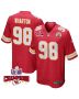 Tershawn Wharton 98 Kansas City Chiefs Super Bowl LVIII Champions 4 Stars Patch Game Men Jersey – Red
