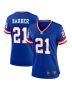 Tiki Barber 21 New York Giants Women Classic Retired Game Jersey – Royal