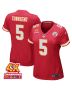 Tommy Townsend 5 Kansas City Chiefs Super Bowl LVIII Champions 4X Game Women Jersey – Red