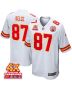 Travis Kelce 87 Kansas City Chiefs Super Bowl LVIII Champions 4X Game Men Jersey – White