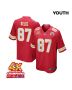 Travis Kelce 87 Kansas City Chiefs Super Bowl LVIII Champions 4X Game YOUTH Jersey – Red