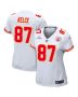 Travis Kelce 87 Kansas City Chiefs Super Bowl LVIII Patch Game Women Jersey – White