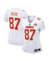 Travis Kelce 87 Kansas City Chiefs Women’s Super Bowl LIX Fashion Game Jersey – Tundra White