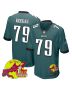 Trevor Keegan 79 Philadelphia Eagles Super Bowl LIX New Orleans Patch Game Men Jersey – Midnight Green