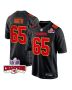 Trey Smith 65 Kansas City Chiefs Super Bowl LVIII Champions 4 Stars Patch Fashion Game Men Jersey – Carbon Black