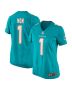 Women’s Miami Dolphins Number 1 Mom Aqua Game Jersey