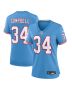 Women’s Tennessee Titans Earl Campbell Light Blue Oilers Throwback Retired Player Game Jersey