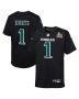Youth Philadelphia Eagles Jalen Hurts Carbon Black Super Bowl LIX Patch Fashion Game Player Jersey